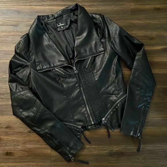 Lulu’s Up On A Tuesday Black Vegan Leather Jacket Small - Picture 1 of 11